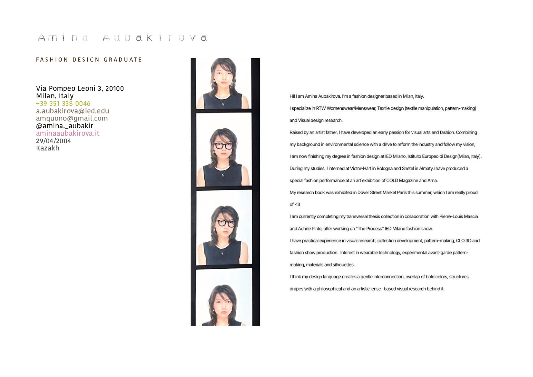 Amina Aubakirova — tavola 2
